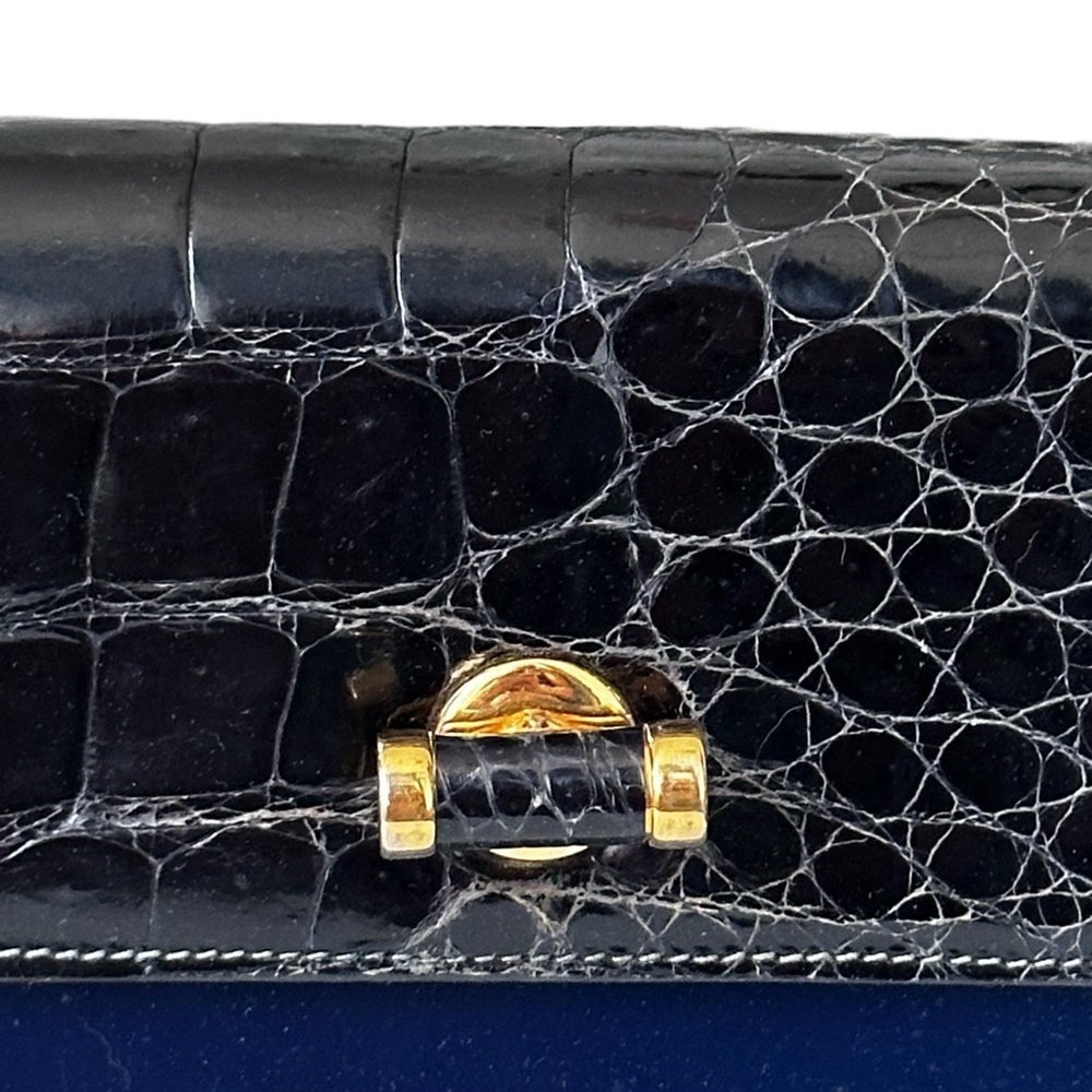 RARE 70s Gucci Vintage Blue Leather & Crocodile Crossbody Bag Amazing Condition - Picture 4 of 16